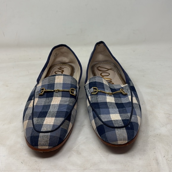 Sam Edelman Blue Loraine Buffalo Check Slip on Loafers - Picture 4 of 5